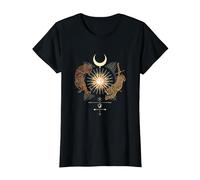Mystical Sun Celestial Aesthetic Tiger and Leopard Esoteric T-Shirt, Women, Black, Small