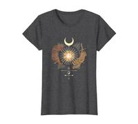 Mystical Sun Celestial Aesthetic Tiger and Leopard Esoteric T-Shirt, Women, Dark Heather Grey, X-Small