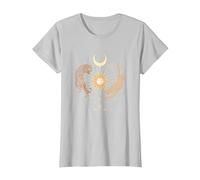 Mystical Sun Celestial Aesthetic Tiger and Leopard Esoteric T-Shirt, Women, Silver Grey, 3X-Large