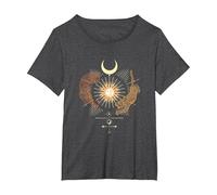 Mystical Sun Celestial Aesthetic Tiger and Leopard Esoteric T-Shirt, Women's Plus, Dark Heather Grey, 1X