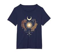 Mystical Sun Celestial Aesthetic Tiger and Leopard Esoteric T-Shirt, Women's Plus, Navy Blue, 6X