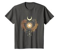Mystical Sun Celestial Aesthetic Tiger and Leopard Esoteric T-Shirt, Youth, Asphalt Grey, Large