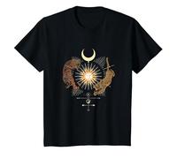 Mystical Sun Celestial Aesthetic Tiger and Leopard Esoteric T-Shirt, Youth, Black, 3T