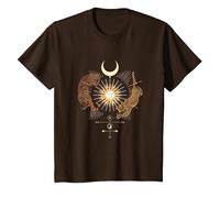 Mystical Sun Celestial Aesthetic Tiger and Leopard Esoteric T-Shirt, Youth, Brown, Large