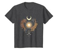 Mystical Sun Celestial Aesthetic Tiger and Leopard Esoteric T-Shirt, Youth, Dark Heather Grey, Small