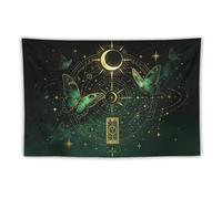 Mystical Sun Moon Butterfly Tapestry Wall Hanging Bohemian Celestial Tarot Witchy Aesthetic Dark Fantasy Decor for Bedroom Living Room Dorm 40"x60"