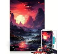 Mystical Sunset Landscape Adult Jigsaw Puzzles 1000 Pieces Mind Exercise Toy Calming Play Design Assembly Amazing Present (38x26cm)