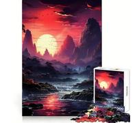 Mystical Sunset Landscape Adult Jigsaw Puzzles 1000 Pieces Mind Exercise Toy Calming Play Design Assembly Amazing Present (38x26cm)