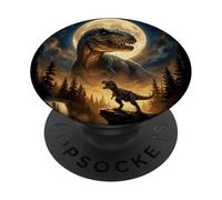 Mystical T-Rex Dinosaur Spirit Howling at the Moon Nature PopSockets Adhesive PopGrip