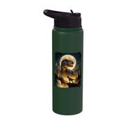 Mystical T-Rex Dinosaur Spirit Howling at The Moon Nature Stainless Steel Insulated Water Bottle