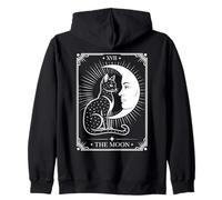 Mystical Tarot Cat XVII The Moon Crescent Moon Art Tarot Zip Hoodie