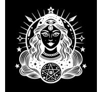 Mystical Tarot Inspi of a Women with Stars and Symbols Wall Decals Paster Paper 54.6x58.1cm Self Adhesive White