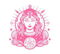 Mystical Tarot Inspi of a Women with Stars and Symbols Wall Decals Paster Paper 67.2x71.5cm Personalized Customization Pink