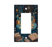 Mystical Tarot Light Switch Cover Plates/Outlet Covers, Midnight Blue Magical Decor for Wall Accents, Standard Size, Enchanting Style Single Rocker