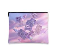 Mystical Tarot Makeup Bag, Dreamy Cards Vintage Fantasy Cosmetic Travel Bags for Women, Portable Small Canvas Zipper Pouch, Festival Gift Skincare Toiletry Bag Organizer, Violet, 7x9 Inch, Tarot Cards