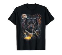 Mystical Tasmanian Devil Howling Full Moon Art Value Graphic T-Shirt, Men, Black, S