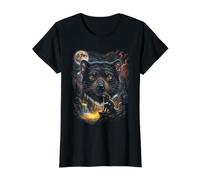 Mystical Tasmanian Devil Howling Full Moon Art Value Graphic T-Shirt, Women, Black, S
