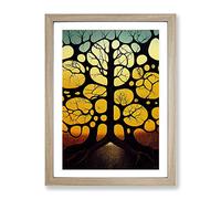 Mystical Tree Abstract Framed Print | A3 Oak Framed Wall Art | Ready to Hang | Abstract Floral Picture | Living Room Bedroom Lounge Office