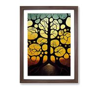 Mystical Tree Abstract Framed Print | A4 Walnut Framed Wall Art | Ready to Hang | Abstract Floral Picture | Living Room Bedroom Lounge Office