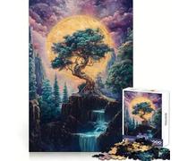 Mystical Tree Bonsai Waterfall Gold 1000 Piece Jigsaw Puzzles for Adults Jigsaw Logic Sense Toy Leisure Fun Smooth Edge Heartfelt Gift (38x52cm)