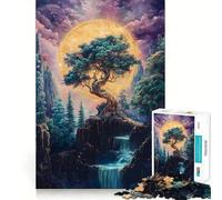 Mystical Tree Bonsai Waterfall Gold Adults Puzzles 1000 Piece Jigsaws Strengthen Recall Relaxing Fun Quality Edge Festival Gift (50x75cm)