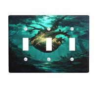 Mystical Tree Heart Light Switch Cover Plates/Outlet Covers, Enchanted Green Nature Design for Home Decor, Thermoplastic Wall Plates, Standard Size Triple Toggle