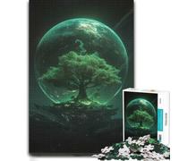 Mystical Tree of Life on A Floating Island Wooden Jigsaw Puzzle for Adults | Visual matching and sorting - a clear section-by-section approach on quiet evenings.