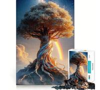 Mystical Tree of Life with Rainbow 1000 Pieces Jigsaws Adults Puzzles Gifts Mind Game Toy Bonding Time Neat Cut Bday Surprise (38x26cm)