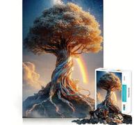 Mystical Tree of Life with Rainbow Hard Jigsaw Puzzle for Adults 1000 Pieces Think Toy Peaceful Fun Clean Cut Fine Art Piece (38x52cm)