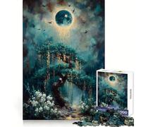 Mystical Tree Under A Glowing Moon 1000 Piece Jigsaw Puzzles for Adults Jigsaw Logic Sense Toy Leisure Fun Smooth Edge Heartfelt Gift (38x52cm)