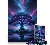 Mystical Tree Under Aurora Sky 1000 Piece Jigsaw Puzzle for Teenagers Memory Gain Soothing Fun Design Assembly Elegant Gift (50x75cm)