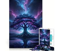 Mystical Tree Under Aurora Sky 1000 Piece Jigsaw Puzzle for Teenagers Memory Gain Soothing Fun Design Assembly Elegant Gift (50x75cm)