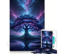 Mystical Tree Under Aurora Sky 1000 Pieces Jigsaws Adults Puzzles Gifts Mind Game Toy Bonding Time Neat Cut Bday Surprise (38x26cm)