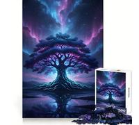 Mystical Tree Under Aurora Sky for Adults 1000 Piece Jigsaw Puzzle Thought Toy Anxiety Relief Precise Edge Thoughtful Gift (38x52cm)