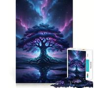 Mystical Tree Under Aurora Sky for Adults 1000 Piece Jigsaw Puzzle Thought Toy Anxiety Relief Precise Edge Thoughtful Gift (38x52cm)