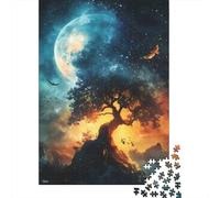 Mystical Tree Under Moon 1000 Piece Jigsaw Puzzle, 38x26cm/1000pcs, for Adults, January Puzzle Activity, Winter Downtime And Winter Weekends