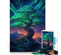 Mystical Tree with Aurora Borealis 1000 Piece Jigsaw Puzzles for Adults Teenagers Brain Play Peaceful Fun Sharp Edge Memorable Gift (50x75cm)