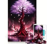Mystical Tree with Butterflies And Flames 1000 Pieces Jigsaw Puzzles for Adults Strong Logic Toy Relaxing Fun Clear Edge Memorable Gift (38x26cm)
