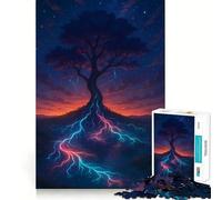Mystical Tree with Glowing Roots 1000 Piece Jigsaw Puzzles for Adults Teenagers Brain Play Peaceful Fun Sharp Edge Memorable Gift (38x26cm)