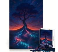 Mystical Tree with Glowing Roots 1000 Piece Jigsaw Puzzles for Adults Teenagers Brain Play Peaceful Fun Sharp Edge Memorable Gift (38x26cm)