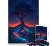 Mystical Tree with Glowing Roots Hard Jigsaw Puzzle for Adults 1000 Pieces Strong Logic Toy Bonding Time Clear Edge (50x75cm)