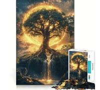 Mystical Tree with Golden Aura Hard Jigsaw Puzzle for Adults 1000 Pieces Think Toy Peaceful Fun Clean Cut Fine Art Piece (38x52cm)