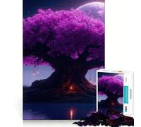 Mystical Tree with Purple Blossoms 1000 Piece Jigsaw Puzzles for Adults Jigsaw Logic Sense Toy Leisure Fun Smooth Edge Heartfelt Gift (50x75cm)
