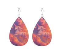 Mystical U-Nicorns On Cloud Leather Earring Fun Leather Earrings Creative Ear Pendants For Beach Women Accessories