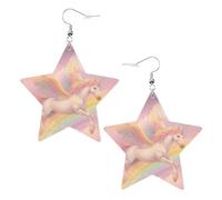 Mystical U-Nicorns With Wing, Rainbow Leather Earring Lightweight Earrings Fun Ear Pendants For Mother'S Day Women Beach