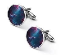 Mystical Unicorm Waterfall Cufflinks for Men Round Cuff Links Black Tie Clips for Business Wedding Graduation