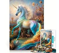 Mystical Unicorn Safari Jigsaw Puzzles for Adults1000 Pieces Focus Brain Toy Relax Time Tight Edge Santa Wish Pick (38x52cm)