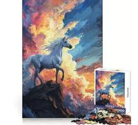 Mystical Unicorn Sunset 1000 Pieces Jigsaws Adults Puzzles Gifts Memory Upgrade Leisure Time Sharp Cut Wall Art Decor (50x75cm)