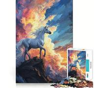 Mystical Unicorn Sunset 1000 Pieces Jigsaws Adults Puzzles Gifts Memory Upgrade Leisure Time Sharp Cut Wall Art Decor (50x75cm)