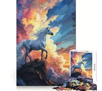 Mystical Unicorn Sunset Jigsaw Puzzle for Adults 1000 Pieces Intellect Toy Peaceful Fun Precise Cut Santa Wish List (38x52cm)